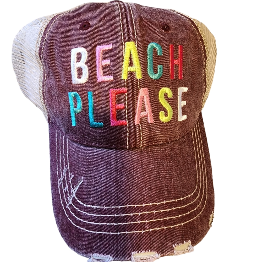 Katydid Beach Please Baseball Hat NWT